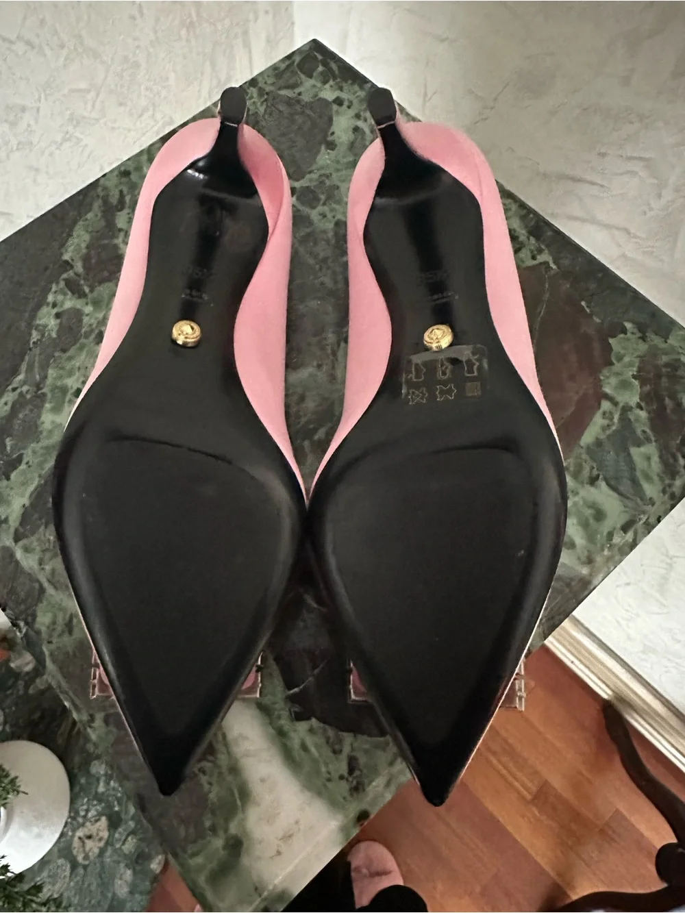 FAUSTO PUGLINI Pink Embellished Pointed-Toe Pumps